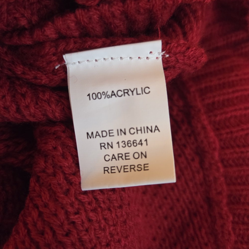 Cotton & Rye Red Acrylic Knit Round High Low Hem Sweater With Button Accents XL - Picture 8 of 9
